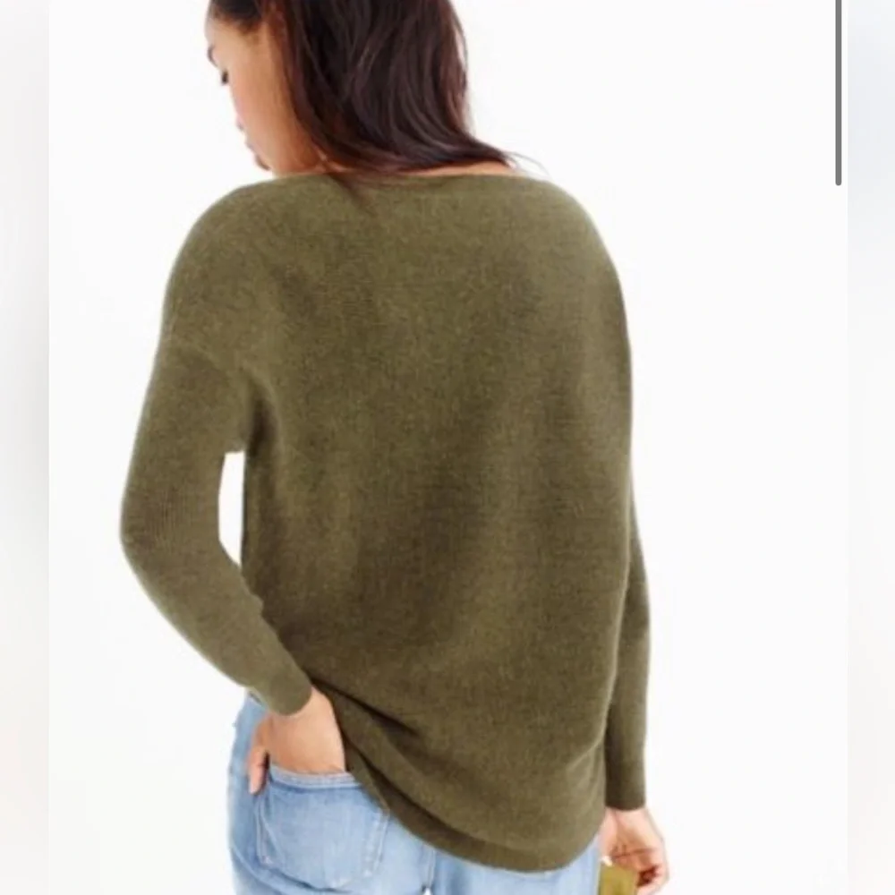 J Crew Wool Blend Ribbed Oversize Boat Neck Sweater